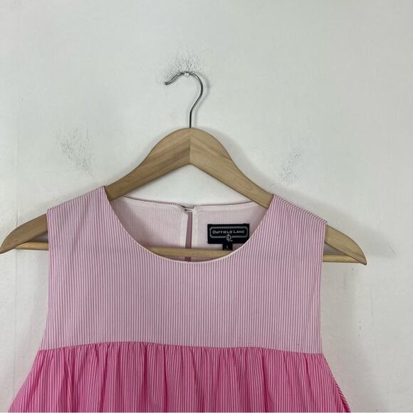Duffield Lane Pink White Striped Adele Tiered Dress Size Large - Picture 10 of 13